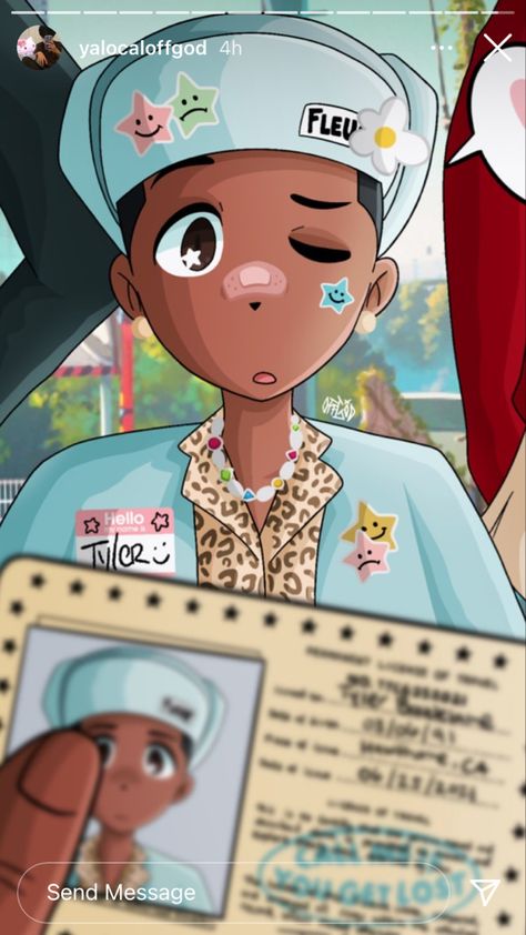 Yalocaloffgod Art, Tyler The Creator Cartoon Art, Tyler The Creator Drawing Cartoon, Tyler The Creator Drawing, Tyler The Creator Wallpaper, Dope Cartoons, Anime Rapper, Y2k Art, Swag Cartoon