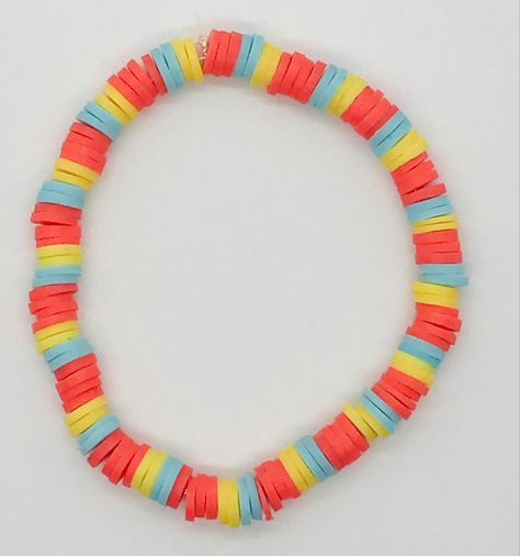 Clay Disk Bead Bracelet, Round Clay Bead Bracelet, Preppy Clat Beads Bracelets, Cute Smiley Face Round Bead Bracelets, Fun Smiley Face Round Bead Bracelets, Make Clay Beads, Colorful Bead Bracelets, Clay Bead Necklace, Clay Bracelets