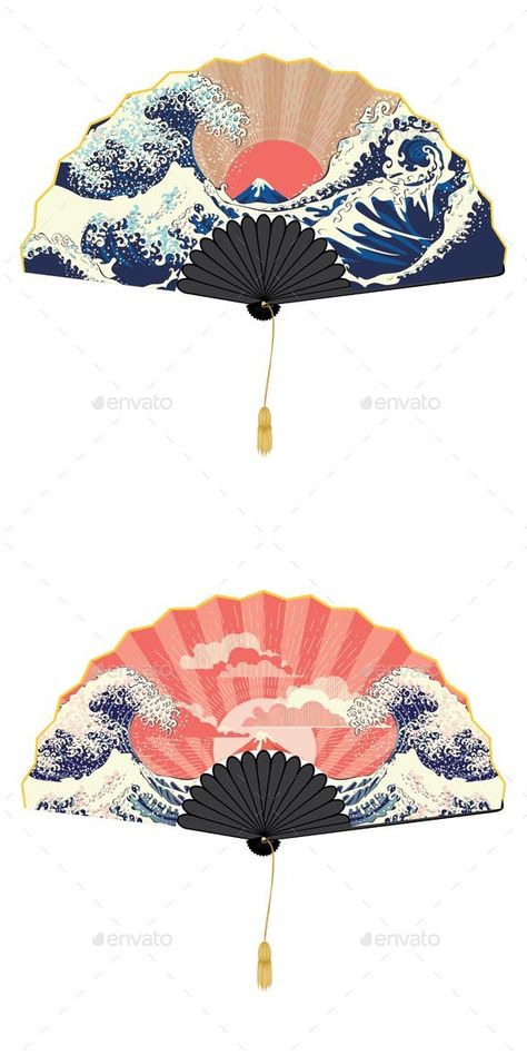 Japanese Fan Traditional, Big Sea, Japanese Fan, Wave Painting, Waves Tattoo, Sea Waves, Tattoo You, Hand Fan, Japan