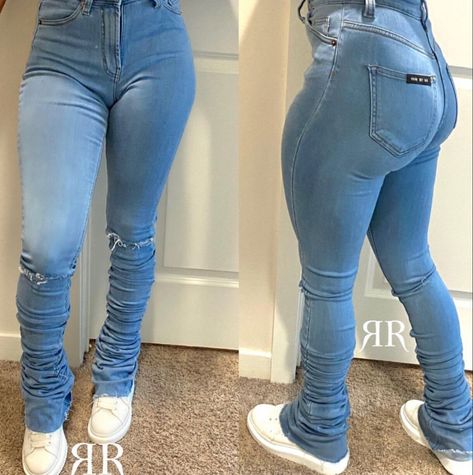 RR The Brnd on Instagram: STACKED JEANS x LIGHT WASH High Waisted Jeans Outfit, Stacked Jeans, High Waisted Pants Outfit, Custom Jeans, Cute Lazy Outfits, Cute Pants, Khaki Fashion, Jeans Diy, Cute Comfy Outfits