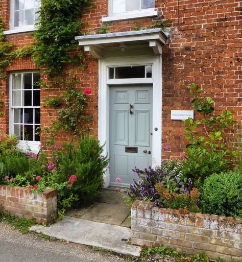 Color Of Front Doors, Brick Home Front Door, Front Door Red Brick House, Front Door Red Brick, Purple Front Door, Purple Front Doors, British Village, Home Front Door, Red Brick House