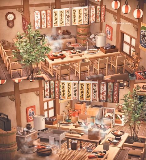 Acnh Interior, Acnh Hhp, Japanese Food Sushi, Japanese Town, Japanese Bedroom, Food Sushi, Japanese Style House, Animal Crossing Guide, Animal Crossing Wild World