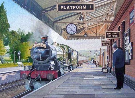 toddington-Frederick Lea Train Artwork, Train Illustration, Old Steam Train, Railroad Art, Train Posters, Foto Top, Old Train Station, Steam Railway, Railway Posters