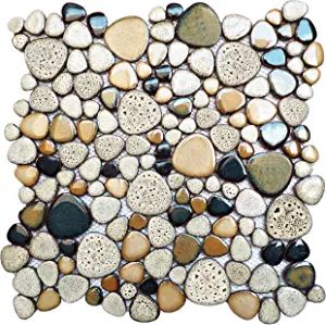 Amazon.com: Parrotile Leopard Random Pebble Ceramic Tile Tan Sand Colors 12'' x 12'' Mosaic Sheet for Accent Wall Backsplash Shower Floor PT87 (Box of 5 Sheets) : Office Products Bathroom Beige Walls, Pebble Tile Shower Floor, Backsplash Accent Wall, Pebble Shower, Floor Tile Bathroom, Pebble Tile Shower, Pebble Shower Floor, Bathroom Beige, Backsplash Accent