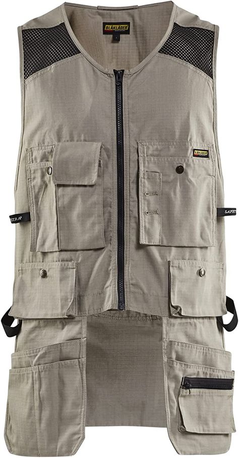 Amazon.com: Blaklader Men's Standard Ripstop Kangaroo Mesh Work Vest with Utility Pockets, Stone, Large: Clothing, Shoes & Jewelry Craftsman Clothing, Blaklader Workwear, Work Vest, Working Clothes, Mens Vest Fashion, Mesh Vest, Overcoat Jacket, Heated Jacket, Work Uniform