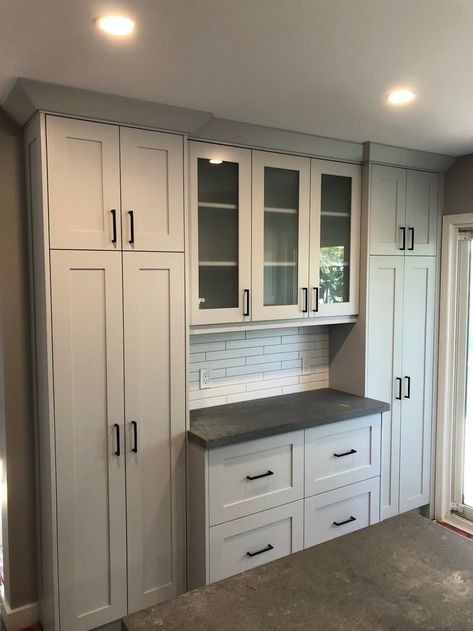 Dining Room Built In, Kitchen Renovation Inspiration, Kitchen Built In, Built In Pantry, Pantry Remodel, Pantry Wall, Kitchen Redesign, Budget Kitchen, Kitchen Pantry Design