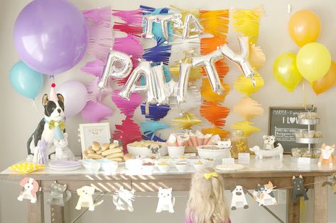 It's a Paw-ty! Harper's 2nd Birthday Party | Dog and Cat Theme Birthday Party Puppy And Kitten Birthday Party, Cat Theme Birthday Party, Puppy Birthday Theme, Birthday Party Dog, Dog First Birthday, Dog Themed Birthday Party, Cat Themed Birthday Party, Dog Themed Parties, Hot Dog Bar