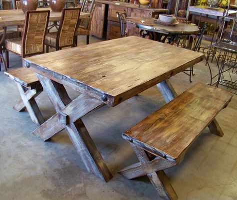 Picnic Style Dining Table, Custom Wood Table, Wood Picnic Table, Dining Table Plans, Picnic Table Bench, Future Shop, Picnic Style, Picnic Tables, Table Plans