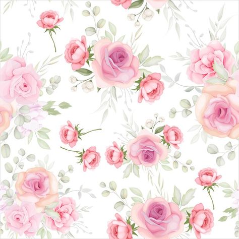 Elegante patrón floral transparente con ... | Free Vector #Freepik #freevector #flor #acuarela #vintage #floral Watercolor Circles, Vintage Floral Wallpapers, Eucalyptus Branches, Vintage Flowers Wallpaper, Floral Seamless Pattern, Flower Background Wallpaper, Romantic Flowers, Fabric Designs, Tropical Palm