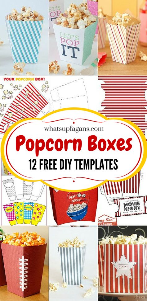 This post is sponsored by PopSecret thanks to Linqia. All opinions are my own.  I love watching movies, and I love it even more when I get to eat a giant bowl of yummy popcorn as I do it. As a kid we regularly made and ate popcorn as a family, as we crowded onto the couch...Read More » Popcorn Box Template, Kino Box, Diy Popcorn, 3d Templates, Free Popcorn, Popcorn Boxes, Popcorn Party, Movie Night Party, Paper Boxes