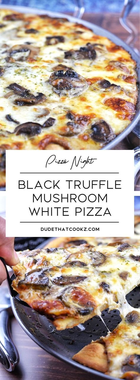 If I were a betting man I would be willing to state for the record that this Black Truffle Mushroom White Pizza would be a top seller in any pizza parlor. If you are a mushroom lover such as myself, the additional flavor from the white sauce along with the truffle add-ins will have you thinking about this just as much as I do. #pizza #blacktruffle #whitepizza #pizzanight #mushrooms via @dudethatcookz Truffle Pizza, Mediterranean Cooking, Pizza Parlor, Truffle Mushroom, Mushroom Pizza, Artisan Pizza, White Pizza, Food Pizza, Pizza Food