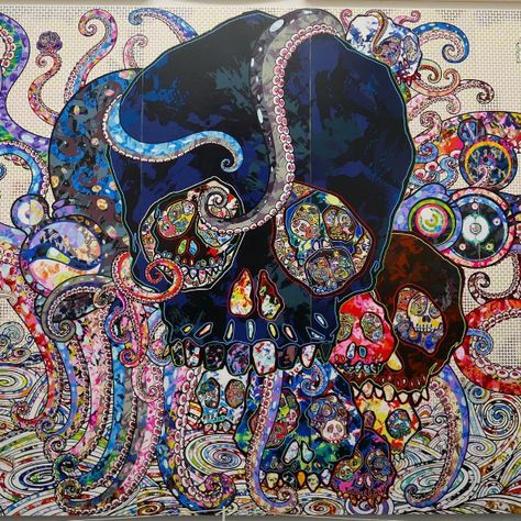 Takshi Murakami The Octopus Eats Its Own Leg MCA Chicago Takashi Murakami Prints, Murakami Art, Takashi Murakami Art, Art Niche, Trippy Aesthetic, Japanese Pop Art, Superflat, Fondation Louis Vuitton, Macabre Art