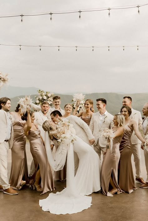 Neutral Summer Wedding, Summer Wedding Palette, Wedding Venue Tennessee, Modern Bride And Groom, Gatlinburg Wedding, Mountaintop Wedding, Taupe Wedding, Modern Boho Wedding, Wedding Parties Colors