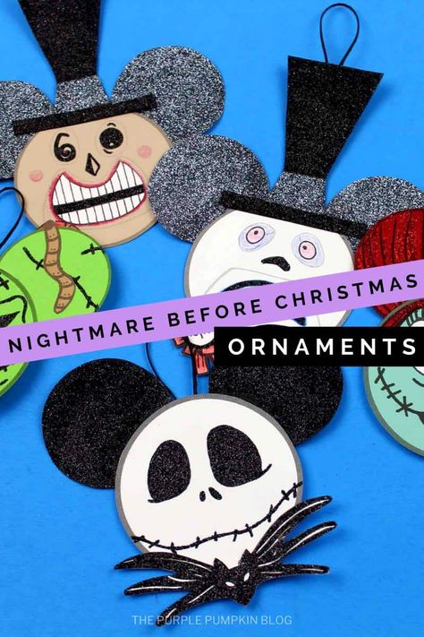 Jack Ornaments Diy, Diy Nightmare Before Christmas Ornaments, Jack Ornaments, Jack Skellington Ornaments, Christmas Silhouettes, Hat Ornaments, Kids Tree, Nightmare Before Christmas Ornaments, Nightmare Before Christmas Decorations