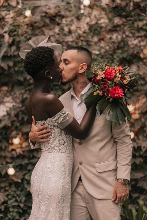 Black Bride, Interracial Love, Brides Magazine, Interracial Couples, Civil Wedding, Hailey Baldwin, Bridal Hair And Makeup, Wedding Moments, Wedding Pics