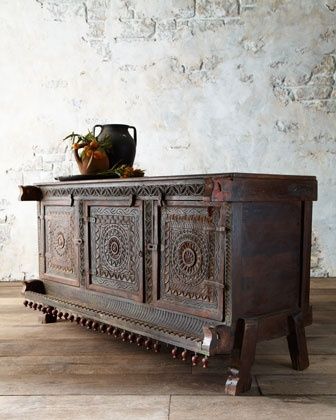 Antiques Repurposed, Dining Furniture Makeover, Indian Interiors, Antique Sideboard, Reclaimed Furniture, Indian Furniture, Carved Furniture, Indian Decor, Outdoor Dining Furniture