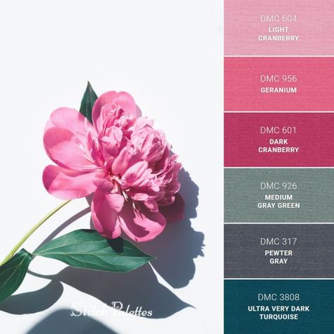 Stitch Palettes For Embroidery sur Instagram : DMC Embroidery Thread Palette: Pink Petals DMC floss color palette for cross stitch and embroidery projects. Floss colors used: 604 Light… Embroidery Palette, Embroidery Color Palette, Stitch Palettes, Mint Christmas, Stitch Colors, Color Design Inspiration, Color Schemes Colour Palettes, Pink Palette, Dmc Embroidery