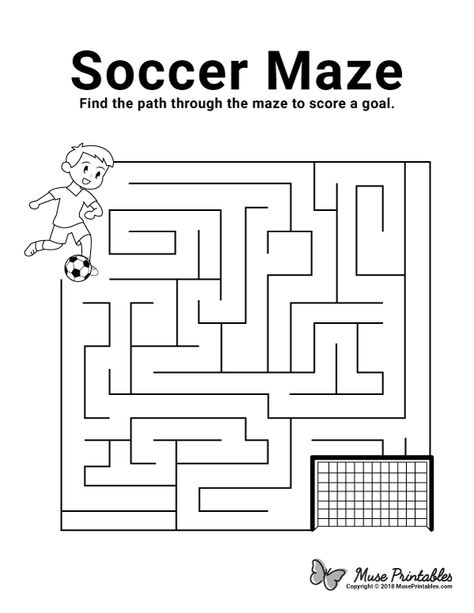 Free printable soccer maze. Download it from https://museprintables.com/download/maze/soccer/ Soccer Crafts, Mazes For Kids Printable, Soccer Camp, Maze Worksheet, Printable Mazes, Soccer Birthday Parties, Printable Puzzles For Kids, Mazes For Kids, Activity Sheets For Kids