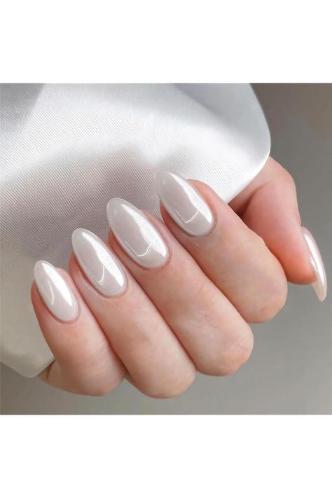 Translucent Pearl White Chrome Press on Nails Medium Almond,KQueenest Ice Iridescent Stiletto Fake Acrylic Nails With Holographic Mirror Effect,Cute Glue on Nails False Nails Press ons in24PCS Natural Nail Shapes, Lace Nail Design, Nails Pearl, Nails Medium Almond, Fake Acrylic Nails, Press On Nails Medium, Medium Almond, Floral Nail Designs, White Chrome