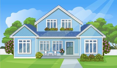 House with a lawn. Cartoon style background. Vector illustration #Sponsored , #sponsored, #AD, #lawn, #Vector, #illustration, #Cartoon Green Screen Footage, House Cartoon, Cartoon House, Suburban House, House Yard, Style Background, Cute Panda Wallpaper, House Illustration, House Siding