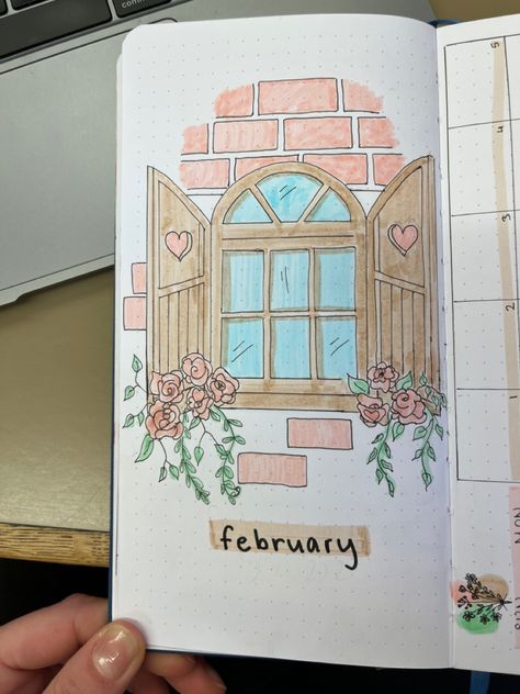 Spring Bullet Journal Theme, February Journal Spread, Tulip Bullet Journal Theme, Romantic Journal Ideas, Spring Drawing, February Bullet Journal, Valentine Mailbox, Valentine's Week, Romantic Themes