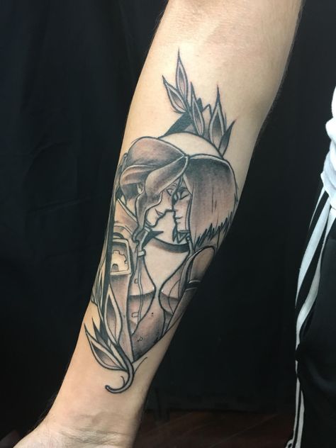 KorrAsami Legend of Korra inspired tattoo by Dan Mason at Omkara in Philadelphia PA Legend Of Korra Tattoo, Atla Tattoo, Avatar Tattoo, Nerd Tattoo, Feather Tattoo Design, C Tattoo, Owl Tattoo Design, Incredible Tattoos, Tattoo Graphic