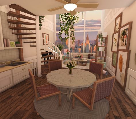 apartment interior design welcome to bloxburg roblox Cute Roblox House Ideas Bloxburg, Tiny Apartment Bloxburg, Cute Bloxburg Apartment, Bloxburg Loft Apartment Layout, Bloxburg Cafe Exterior Layout, Small Bloxburg Apartment, Apartment Interior Bloxburg, Bloxburg Bohemian House, Extra Bloxburg Room Ideas