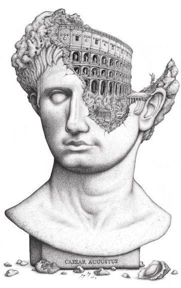 M C Escher, Statue Tattoo, Istoria Artei, Stippling Art, Greek Mythology Tattoos, Roman Sculpture, Mythology Tattoos, Greek Tattoos, Architecture Drawing Art