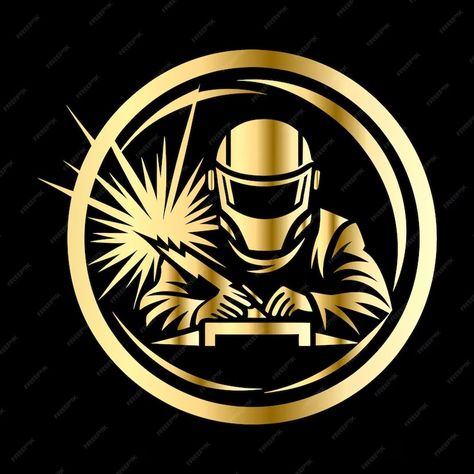 Retro Welder Logo Vector Image of Welding Isolated on Black Professional Design | Premium AI-generated vector Welding Stickers, Welding Logo, Metal Manufacturing, Metal Garage, Helmet Logo, Metal Garages, Metal Shop, Professional Design, Welding Art