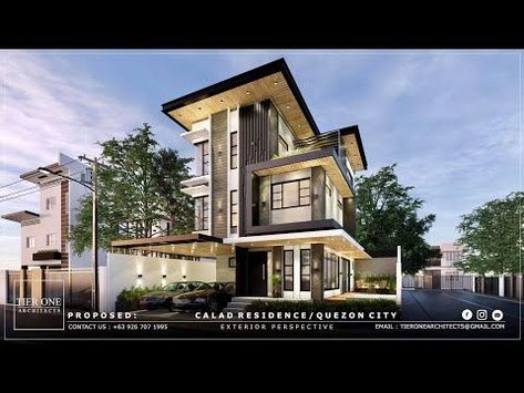 Calad Residence - 200 SQM HOUSE DESIGN - 150 SQM CORNER LOT with Pool - Tier One Architects - YouTube 200 Sqm House Design, Corner Lot House Design, House Structure Design, Small House Blueprints, New Modern House, Modern Family House, Rest House, House Blueprints, Corner Lot