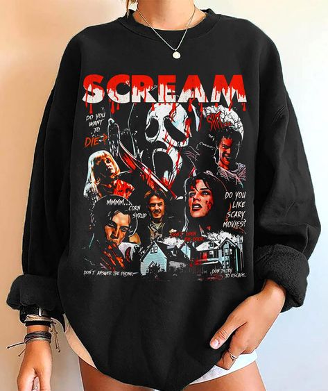 Scream Movie Sweater, Granpa Gifts, Ghostface Clothes, Ghostface Billy Loomis, Horror Sweater, Billy Loomis Stu Macher, Scream Hoodie, Horror T Shirts, Scarie Movie