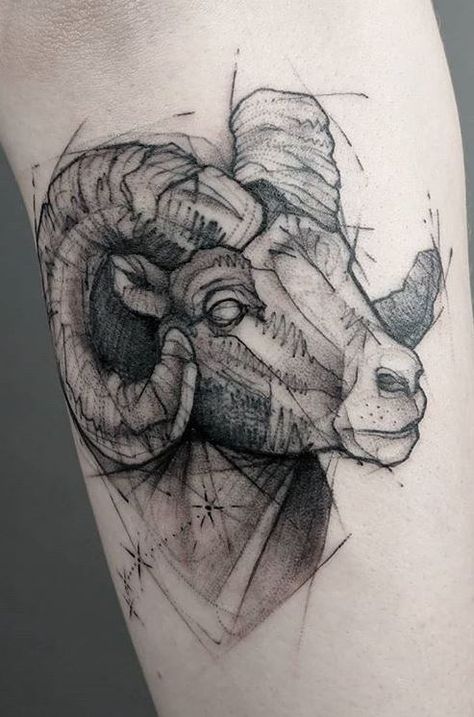 90 Unique Aries Tattoos to Compliment Your Body and Personality - Tattoo Me Now Aries Zodiac Tattoos, Aries Ram Tattoo, Animal Tattoos For Men, Aries Tattoos, Spiral Tattoos, Ram Tattoo, Mystical Tattoos, Tattoo Me, Aries Ram