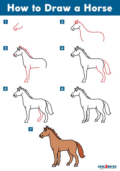 How to Draw a Horse | Cool2bKids How To Draw A Horse, Job Drawing, Easy Horse Drawing, Draw Horse, Horse Draw, Horse Drawing Tutorial, Church Calendar, Draw A Horse, Dog Drawing Simple