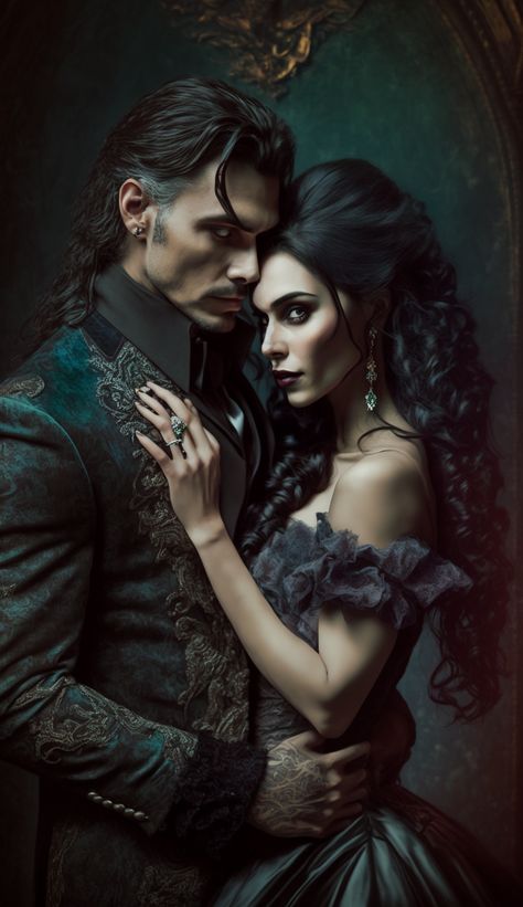 Vampire Couple, Vampire Portrait, Vampire Book, Romance Book Covers Art, Fantasy Story Ideas, Oc Female, Twin Flame Art, Female Faceclaims, Victorian Vampire