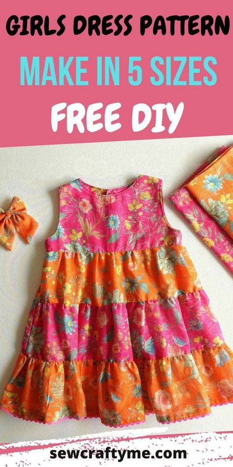 Tiered Dress Pattern, Girls Dress Pattern Free, Toddler Dress Patterns, Diy Sy, Baby Clothes Patterns Sewing, Kids Clothes Patterns, Girls Dress Sewing Patterns, Sewing Kids Clothes, Girl Dress Pattern