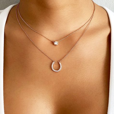 Lucky Necklace, Necklaces Gift, Horseshoe Pendant, Horseshoe Necklace, Solitaire Necklace, Layering Necklaces, Layered Necklace Set, Solitaire Necklaces, Gifts For Horse Lovers