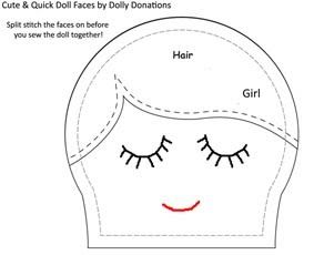 Dolly Donations: Cute & Quick Hand Stitched Doll Faces Ribbon Embroidery Kit, Stitch Doll, Face Template, Doll Faces, Homemade Dolls, Face Pattern, Fabric Doll, Sewing Dolls, Sewing Toys