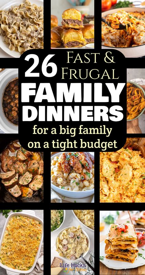 Cheap Dinner Ideas For Families On A Budget. 26 Frugal Large Family Meals On A Budget- Dirt Cheap Meals - Cheap easy dinners for family struggle meals healthy inexpensive quick budget dinners for picky eaters that feed a lot or family of 4. Food To Feed A Large Group, Dinners For Big Families, Cheap Easy Dinners For Family, Large Family Dinner Ideas, School Night Meals, Easy Crockpot Dump Meals, Dinners For Picky Eaters, Budget Meal Planning Families, Cheap Easy Dinners