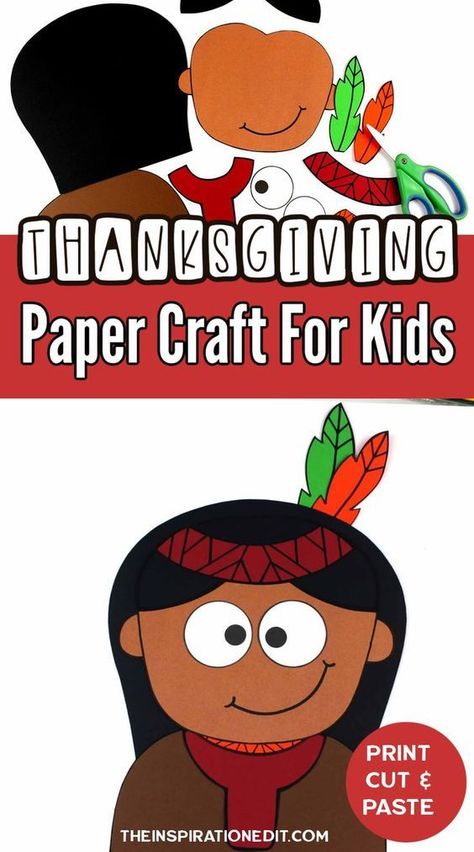 People Craft, Thankful Activities, Thanksgiving Crafts For Toddlers, Paper Craft For Kids, Thanksgiving Kindergarten, Thanksgiving Paper, Gratitude Activities, Native American Print, Turkey Crafts