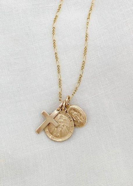 JAMES MICHELLE JEWELRY on Instagram Melissa Schemmenti, Rosary Mary, Abbott Elementary, Beautiful Chokers, Faith Necklace, Faith Jewelry, Catholic Jewelry, Miraculous Medal, Stacked Jewelry