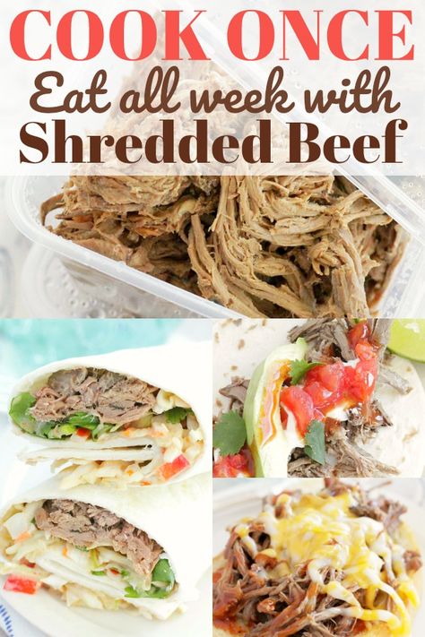 Cook Once Eat All Week, Quick Beef Recipes, Bbq Beef Sandwiches, Shredded Beef Recipes, Mom Meals, Beef Wraps, Beef Sandwiches, Mom Recipes, Recipe Beef