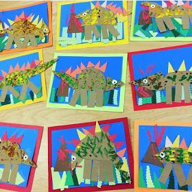 Art with Mr. Giannetto: Kindergarten Dinosaur Art Project Dinosaur Collage, Kindy Art, Dinosaurs Kindergarten, Dinosaur Art Projects, Collages Art, Dinosaur Projects, Kindergarten Art Lessons, Dinosaurs Preschool, Animal Art Projects