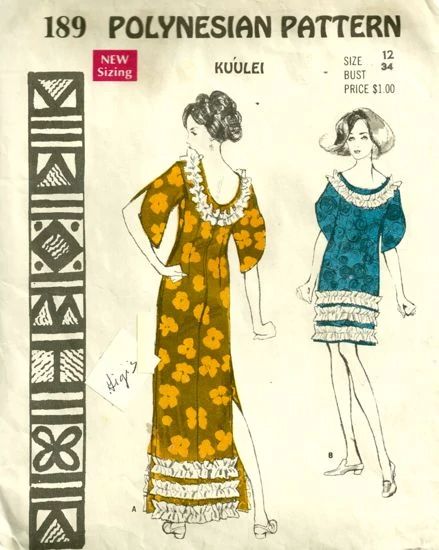 Hawaiian Dress Pattern, Vintage Polynesian, Hawaiian Muumuu, Disney Polynesian, Polynesian Dress, Tiki Dress, Hawaiian Dancers, 60s Patterns, Hawaiian Fashion