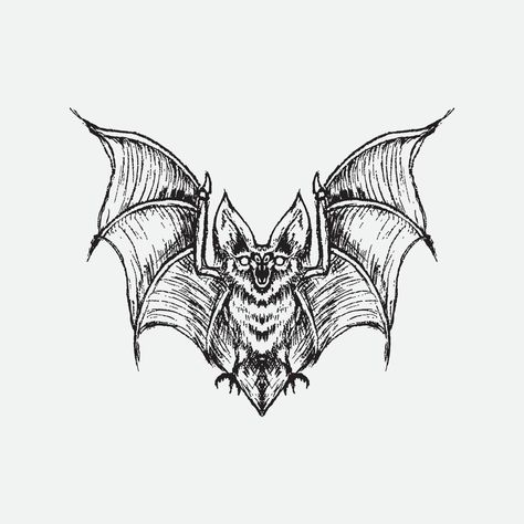 Tattoo Bat, Bat Sketch, Bat Drawing, Bats Tattoo Design, Woodcut Tattoo, Medieval Tattoo, Bat Tattoo, Bat Art, Skeleton Tattoos