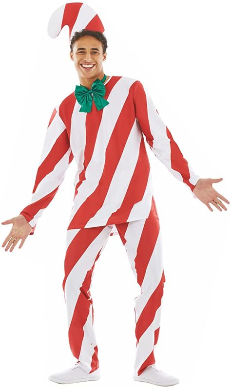 Mens Christmas Costumes, Candy Cane Costume, Funny Christmas Costumes, Winter Wonderland Outfit, Christmas Outfit Men, Funny Christmas Outfits, Winter Costume, Candy Costumes, Christmas Fancy Dress