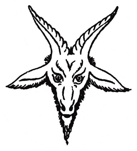 Contemplating either this one (the goat head from the original 'Samael/Lilith' pentagram) or the other one as a tattoo. Goat Head Tattoo Satanic, Satanic Goat Tattoo, Baphomet Drawing, Goat Head Tattoo, Samael Lilith, Goat Pentagram, Baphomet Head, Tattoo Goat, Goats Head