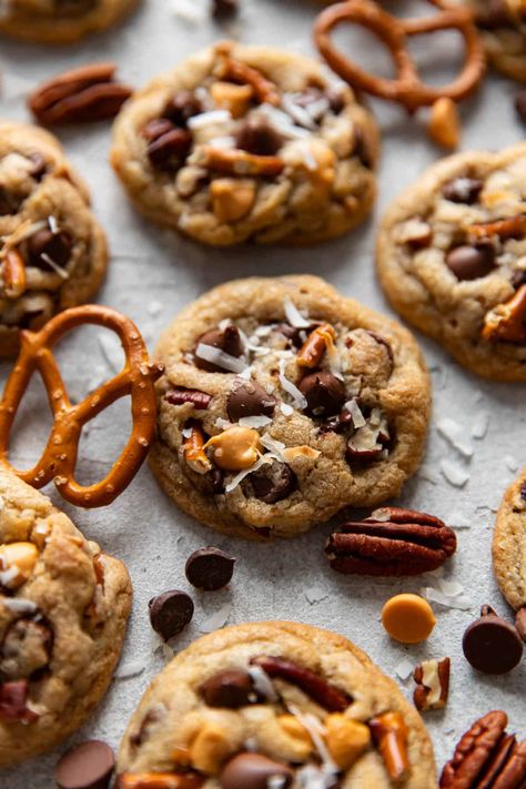 Recipes With Butterscotch Chips, Kitchen Sink Cookies Recipe, Coconut Pecan Cookies, Pretzels Chocolate, Sink Cookies, Kitchen Sink Cookies, Coconut Chocolate Chip Cookies, Butterscotch Cookies, Coconut Pecan