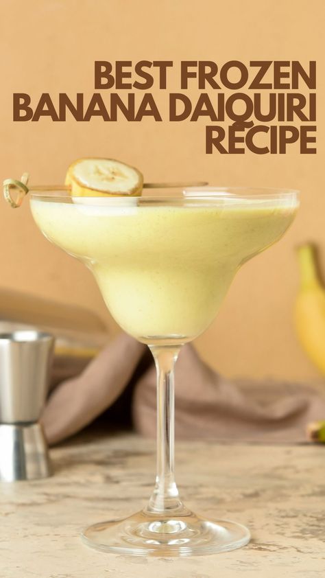 Indulge in tropical bliss with our best frozen banana daiquiri recipe. Whether you're hosting a summer soiree or simply unwinding, our guide will help you master the art of crafting this refreshing libation. #FrozenBananaDaiquiri #CocktailRecipes Banana Drinks Alcohol Cocktails, Banana Daquiri Recipe Frozen, Banana Daiquiri Recipe, Daquiri Recipe Traditional, Banana Margarita Recipe, Daiquiri Recipe Frozen, Frozen Banana Daiquiri Recipe, Frozen Alcoholic Drinks, Frozen Daiquiri Recipe