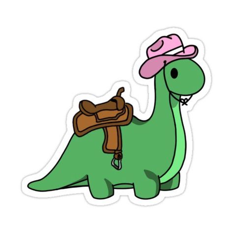 Dinosaur With Cowboy Hat Tattoo, Dinosaur Tracing, Cute Dinosaur Drawing, Weird Stickers, Dinosaur Tattoos, Bff Gifts Diy, Dinosaur Stickers, Getting A Tattoo, Tumblr Stickers