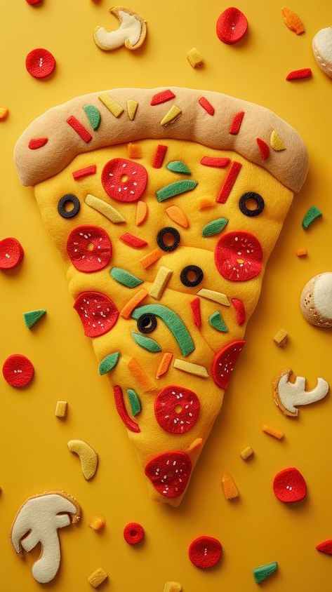 Wallpaper of felt pizza dessert food confectionery. | premium image by rawpixel.com Wallpaper Pizza, Pizza Wallpaper, Felt Pizza, Pizza Dessert, Iphone Wallpaper Cute, Dessert Pizza, Interior Sketch, Wallpaper Cute, Vastu Shastra